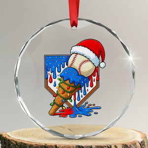 Christmas Baseball Ice Cream Drip Crystal Glass Ornament Santa Sports Player Xmas Light Boys Baseball Bat TS10 Transparent Glass 3'' Circle Print Your Wear