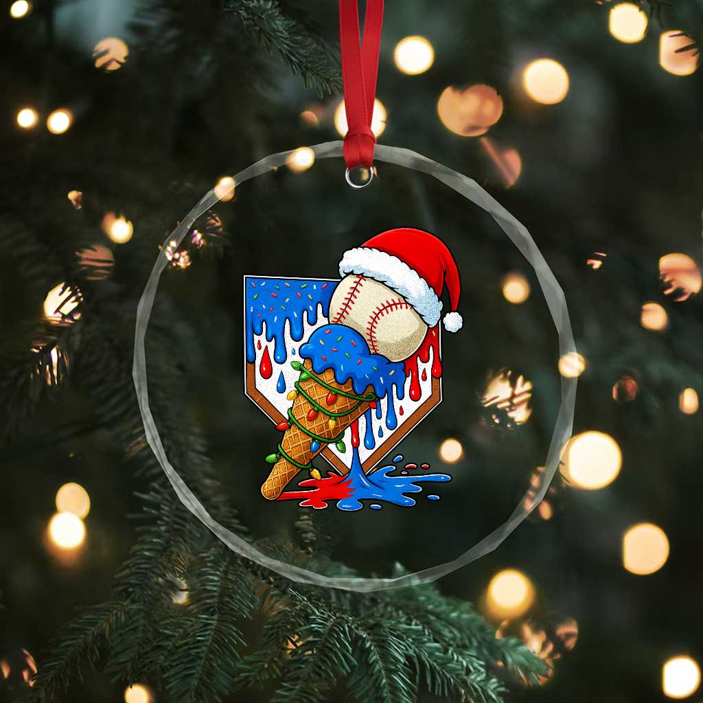Christmas Baseball Ice Cream Drip Crystal Glass Ornament Santa Sports Player Xmas Light Boys Baseball Bat TS10 Print Your Wear