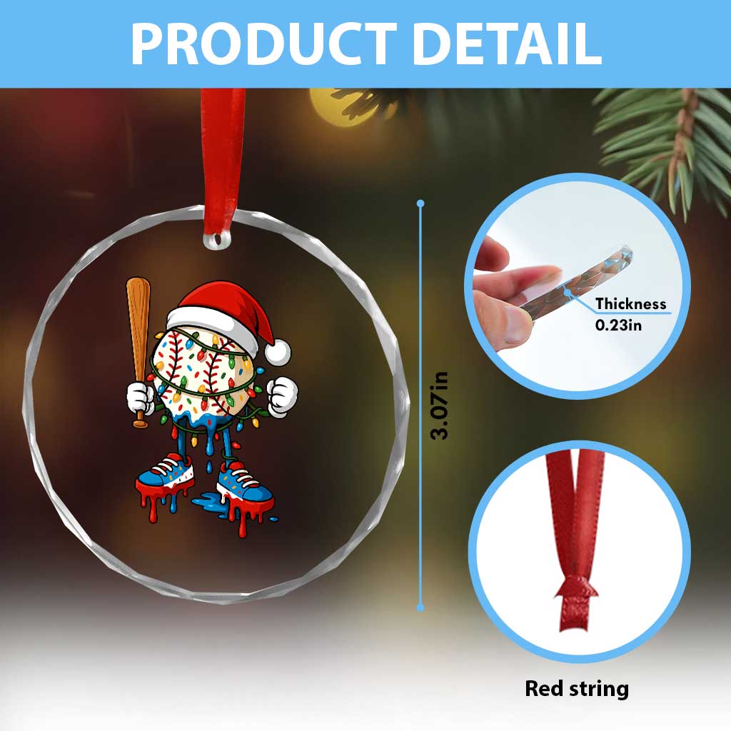 Christmas Baseball Ice Cream Drip Crystal Glass Ornament Santa Sports Xmas Baseball Player TS10 Print Your Wear