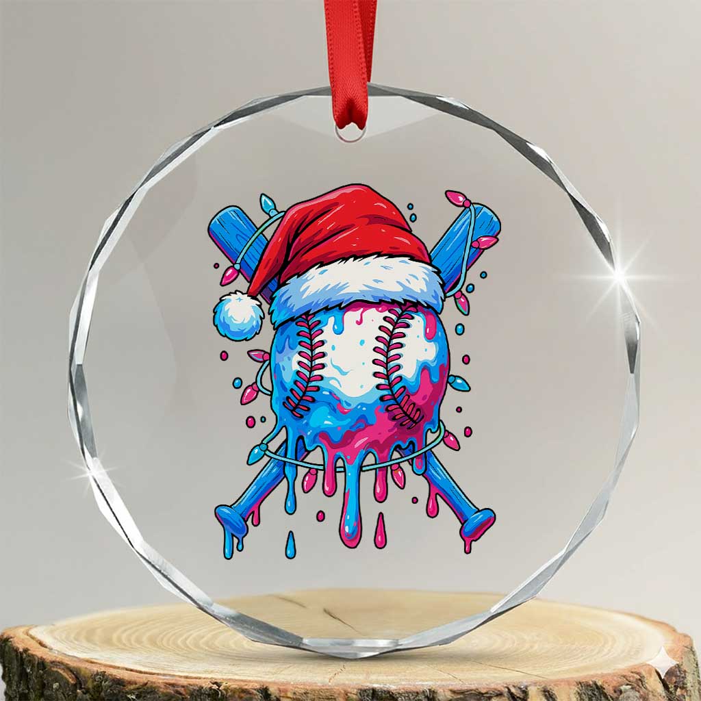 Christmas Baseball Ice Cream Drip Crystal Glass Ornament Santa Sports Xmas Light Boys Sprinkles Baseball Bat TS10 Transparent Glass 3'' Circle Print Your Wear
