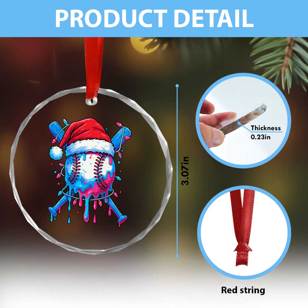 Christmas Baseball Ice Cream Drip Crystal Glass Ornament Santa Sports Xmas Light Boys Sprinkles Baseball Bat TS10 Print Your Wear