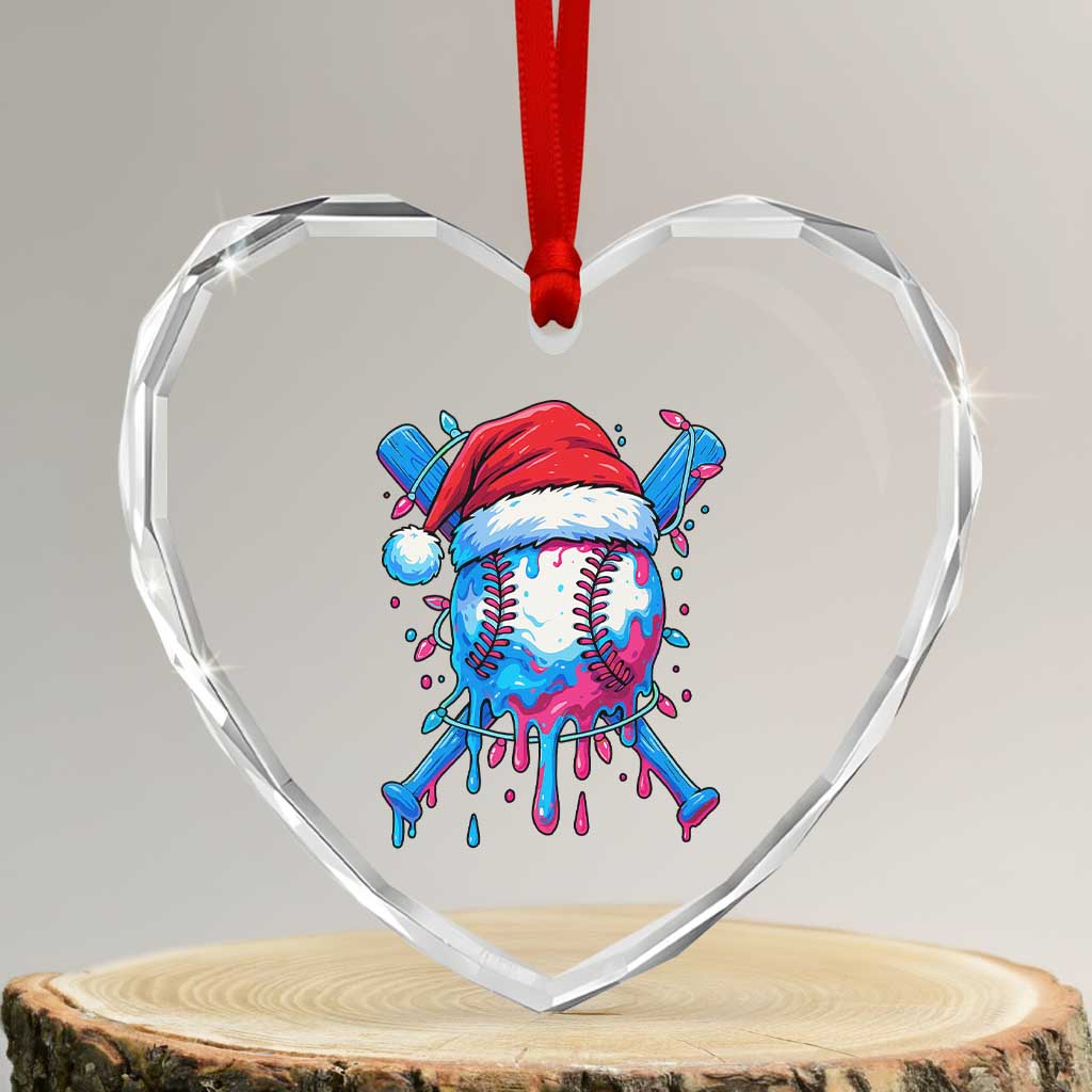 Christmas Baseball Ice Cream Drip Heart Crystal Glass Ornament Santa Sports Xmas Light Boys Sprinkles Baseball Bat TS10 Transparent Glass 3'' Heart Print Your Wear