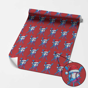 Christmas Baseball Ice Cream Drip Wrapping Paper Roll Santa Sports Xmas Light Boys Sprinkles Baseball Bat TS10 Red Print Your Wear