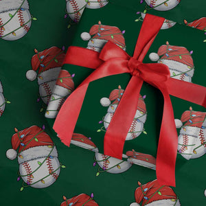 Christmas Baseball Wrapping Paper Roll Santa Hat Sports Men Boys Xmas Pajamas TS10 Green Print Your Wear