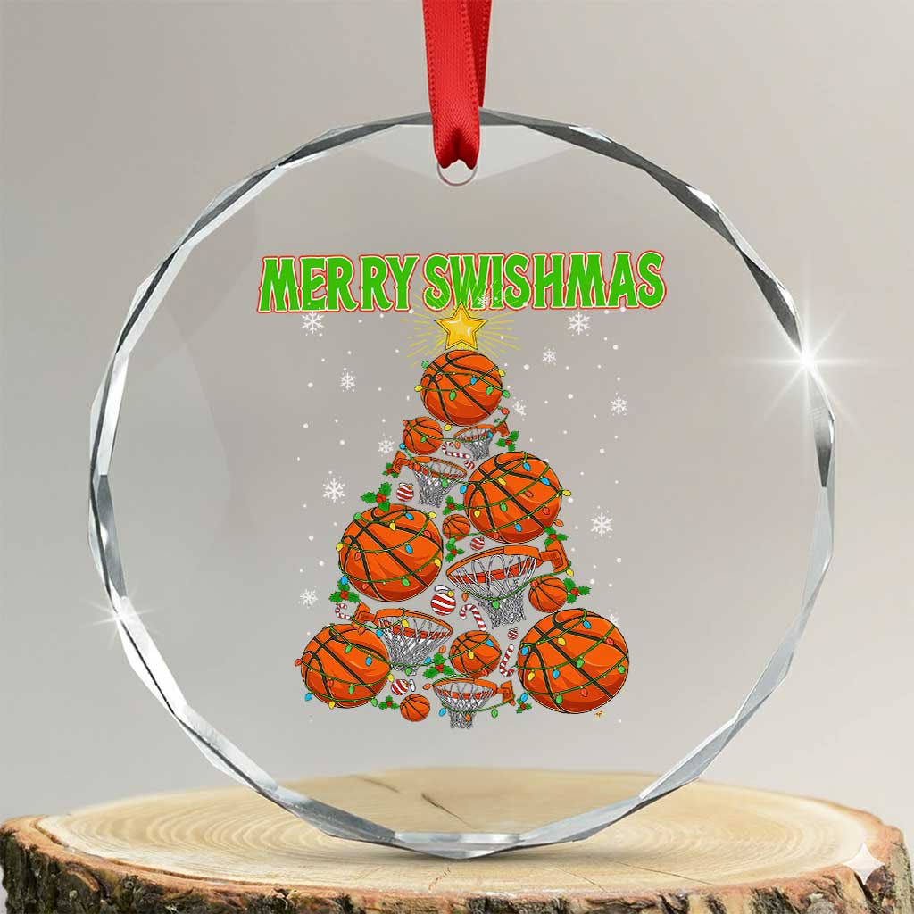 Christmas Basketball Merry Swishmas Crystal Glass Ornament Basketball Xmas Tree TS11 Transparent Glass 3'' Circle Print Your Wear