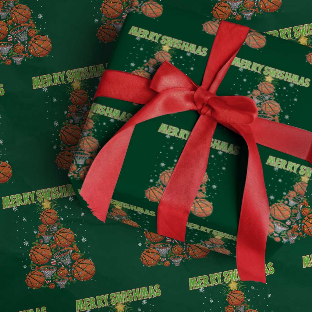 Christmas Basketball Merry Swishmas Wrapping Paper Roll Basketball Xmas Tree TS11 Green Print Your Wear