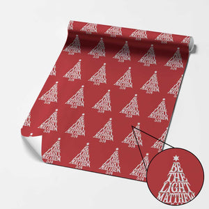 Christmas Be The Light Wrapping Paper Roll Christian Xmas Bible Verse TS11 Red Print Your Wear
