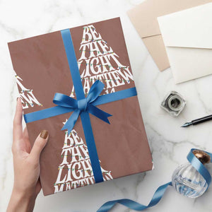 Christmas Be The Light Wrapping Paper Roll Christian Xmas Bible Verse TS11 Mocha Print Your Wear