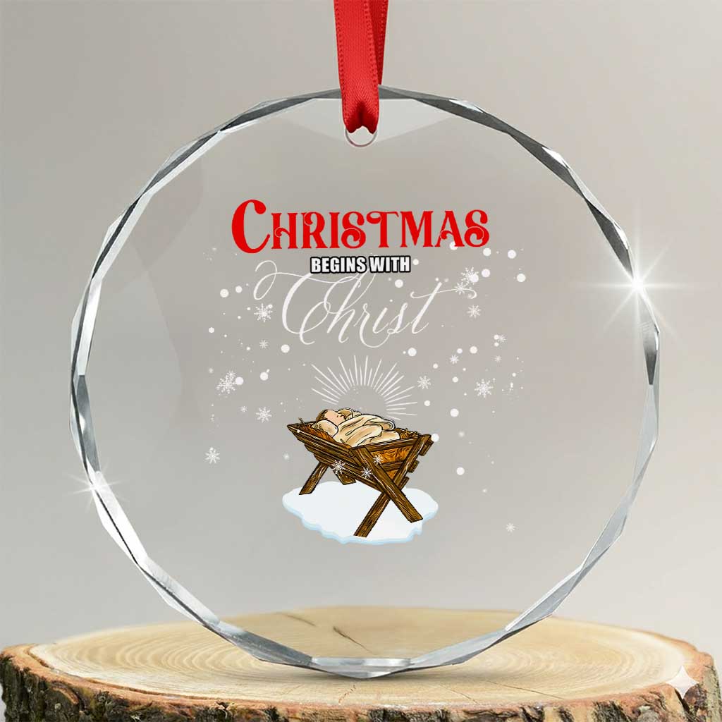 Christmas Begins With Christ Crystal Glass Ornament Christian Christmas Jesus God TS11 Transparent Glass 3'' Circle Print Your Wear