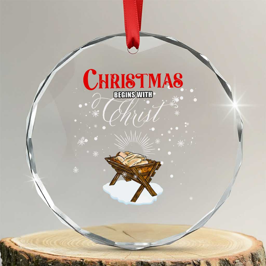 Christmas Begins With Christ Crystal Glass Ornament Christian Christmas Jesus God TS11 Transparent Glass 3'' Circle Print Your Wear