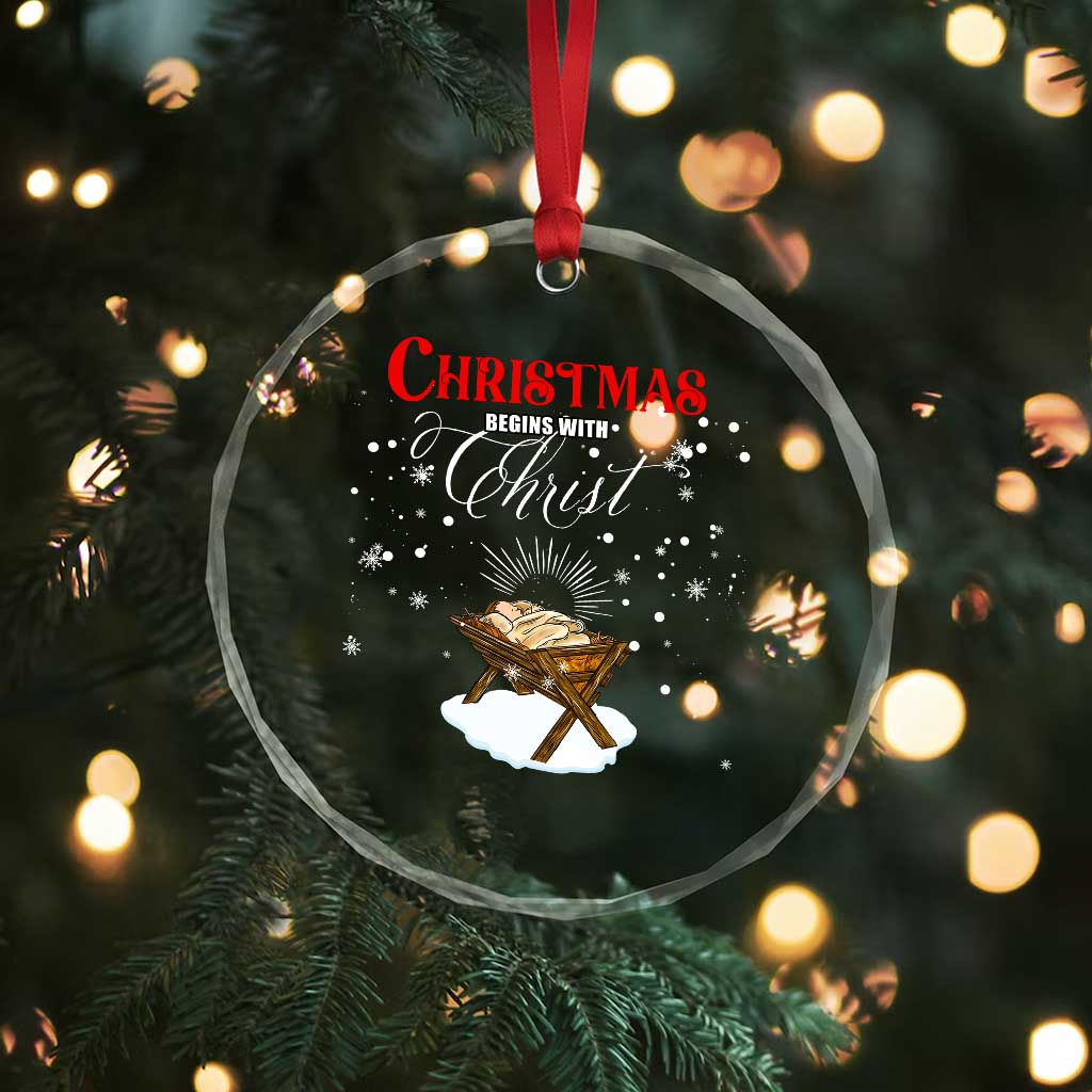 Christmas Begins With Christ Crystal Glass Ornament Christian Christmas Jesus God TS11 Print Your Wear