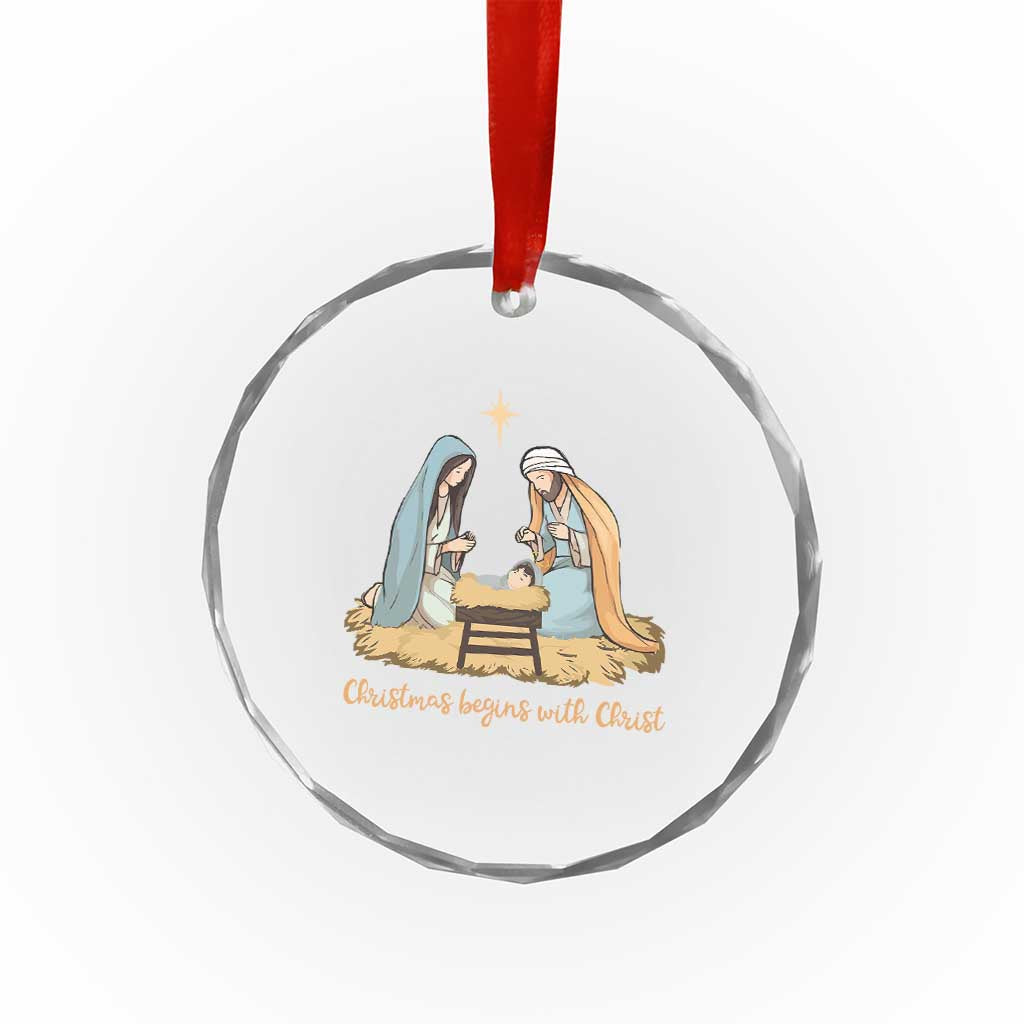 Christmas Begins With Christ Crystal Glass Ornament Christian Xmas Nativity Scene TS11 Print Your Wear