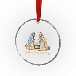 Christmas Begins With Christ Crystal Glass Ornament Christian Xmas Nativity Scene TS11 Print Your Wear