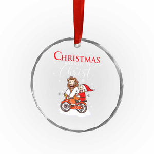 Christmas Begins With Christ Crystal Glass Ornament Jesus Santa Riding Bicycle TS09 Print Your Wear
