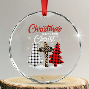Christmas Begins With Christ Crystal Glass Ornament Leopard Cross Plaid Xmas Tree TS11 Transparent Glass 3'' Circle Print Your Wear