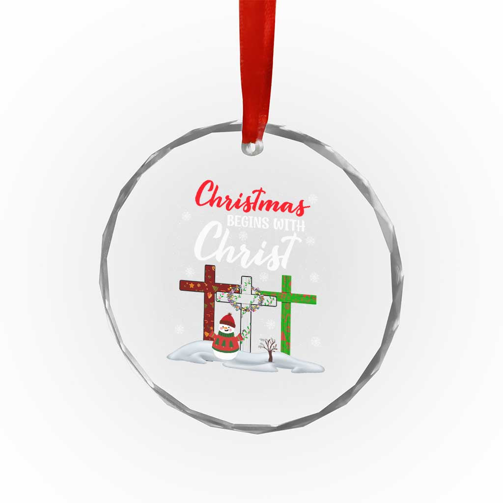 Christmas Begins With Christ Crystal Glass Ornament Snowman Christian Cross TS09 Print Your Wear