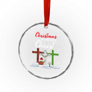 Christmas Begins With Christ Crystal Glass Ornament Snowman Christian Cross TS09 Print Your Wear