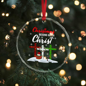 Christmas Begins With Christ Crystal Glass Ornament Snowman Christian Cross TS09 Print Your Wear