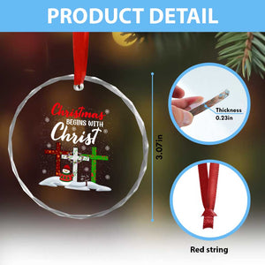 Christmas Begins With Christ Crystal Glass Ornament Snowman Christian Cross TS09 Print Your Wear