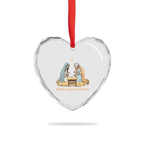 Christmas Begins With Christ Heart Crystal Glass Ornament Christian Xmas Nativity Scene TS11 Print Your Wear