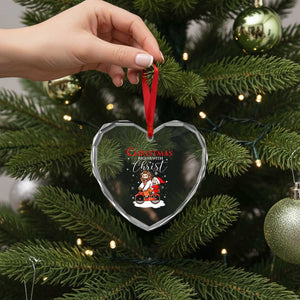Christmas Begins With Christ Heart Crystal Glass Ornament Jesus Santa Riding Bicycle TS09 Print Your Wear