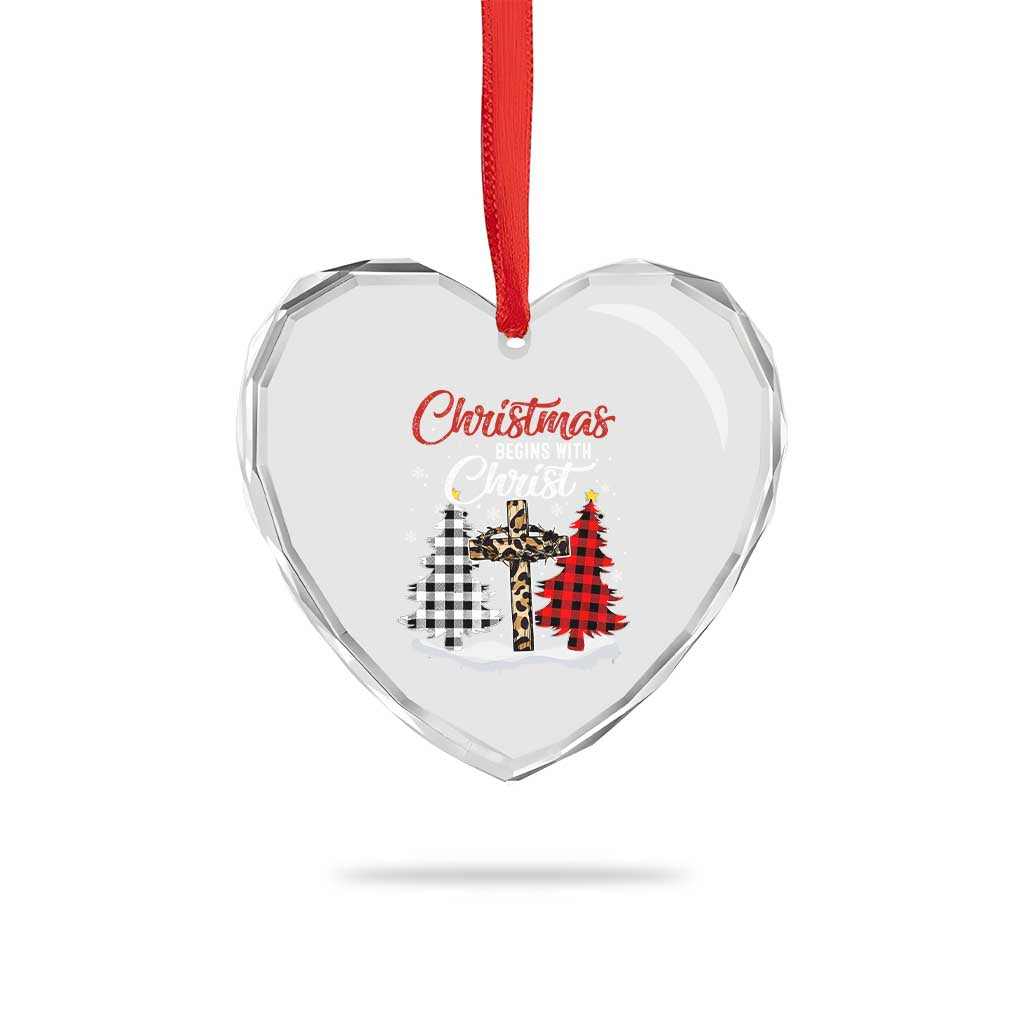 Christmas Begins With Christ Heart Crystal Glass Ornament Leopard Cross Plaid Xmas Tree TS11 Print Your Wear
