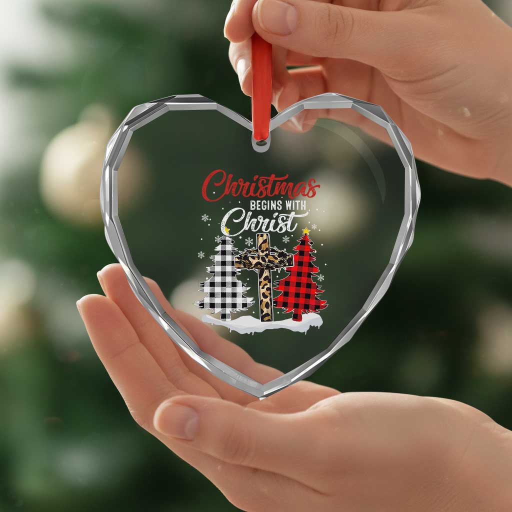Christmas Begins With Christ Heart Crystal Glass Ornament Leopard Cross Plaid Xmas Tree TS11 Print Your Wear
