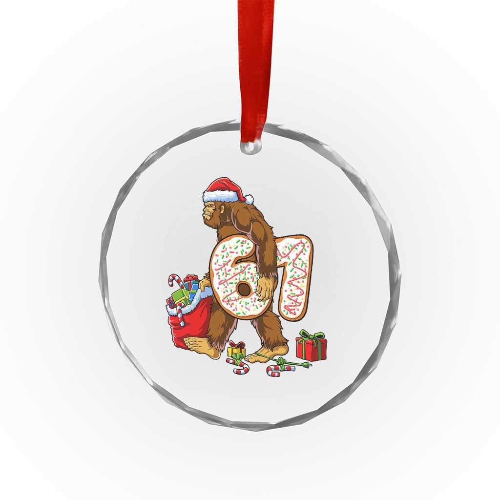 Christmas Bigfoot 67 Meme Crystal Glass Ornament Funny Six Seven Gen Alpha Slang Sasquatch TS10 Print Your Wear
