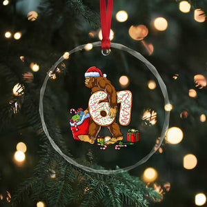Christmas Bigfoot 67 Meme Crystal Glass Ornament Funny Six Seven Gen Alpha Slang Sasquatch TS10 Print Your Wear