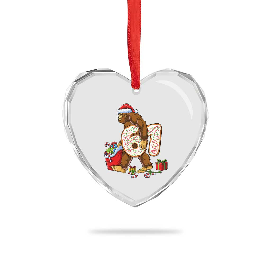 Christmas Bigfoot 67 Meme Heart Crystal Glass Ornament Funny Six Seven Gen Alpha Slang Sasquatch TS10 Print Your Wear