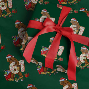 Christmas Bigfoot 67 Meme Wrapping Paper Roll Funny Six Seven Gen Alpha Slang Sasquatch TS10 Green Print Your Wear