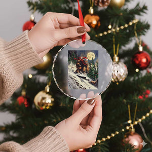 Christmas Bigfoot Skiing Crystal Glass Ornament Funny Santa Sasquatch Snowboard Ski Lover Skier TS10 Print Your Wear