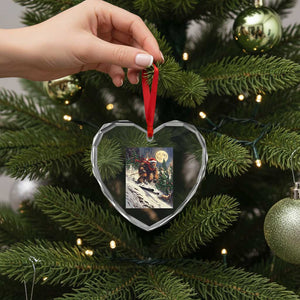 Christmas Bigfoot Skiing Heart Crystal Glass Ornament Funny Santa Sasquatch Snowboard Ski Lover Skier TS10 Print Your Wear