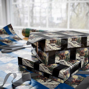 Christmas Bigfoot Skiing Wrapping Paper Roll Funny Santa Sasquatch Snowboard Ski Lover Skier TS10 Black Print Your Wear