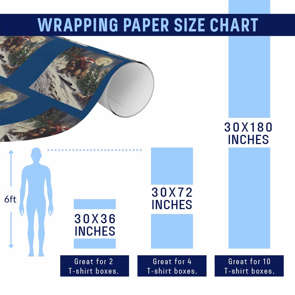 Christmas Bigfoot Skiing Wrapping Paper Roll Funny Santa Sasquatch Snowboard Ski Lover Skier TS10 Print Your Wear