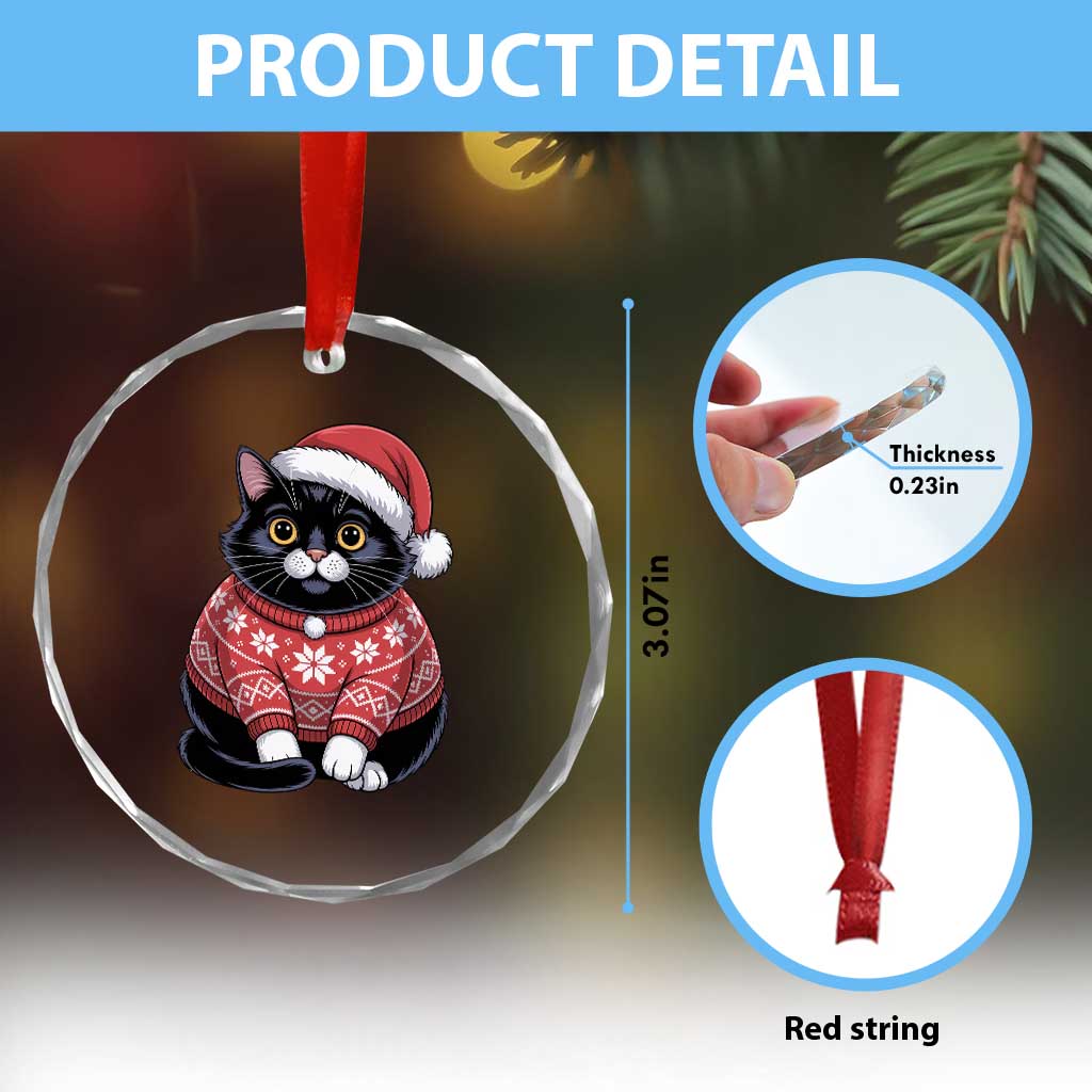 Christmas Black Cat Crystal Glass Ornament Catmas Gift For New Year TS10 Print Your Wear