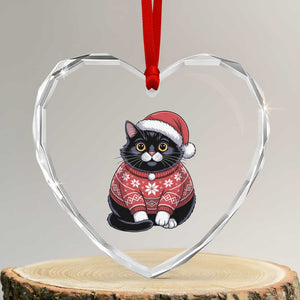 Christmas Black Cat Heart Crystal Glass Ornament Catmas Gift For New Year TS10 Transparent Glass 3'' Heart Print Your Wear