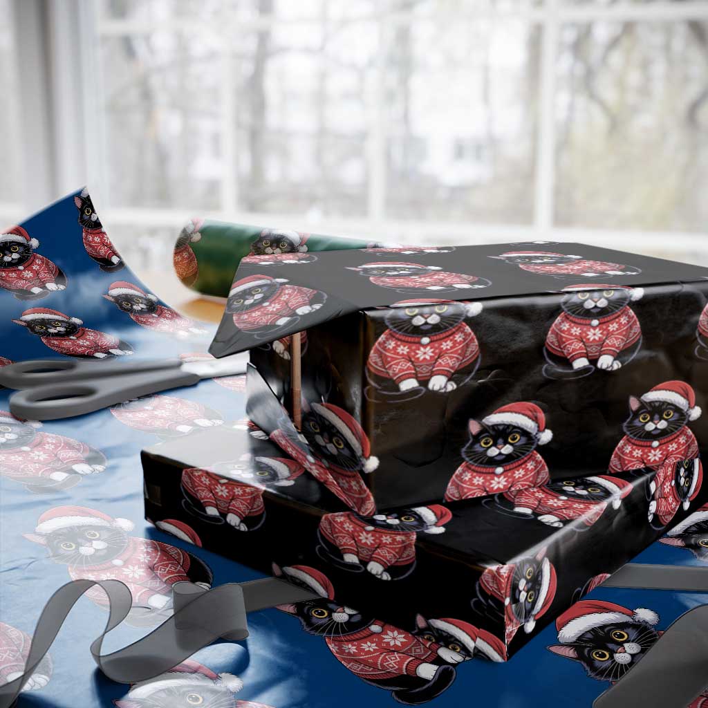 Christmas Black Cat Wrapping Paper Roll Catmas Gift For New Year TS10 Black Print Your Wear