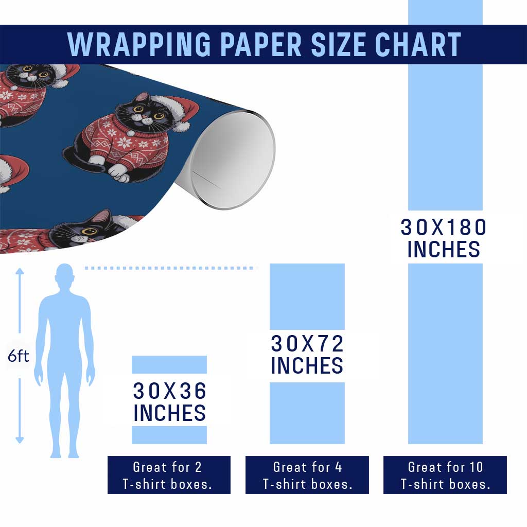 Christmas Black Cat Wrapping Paper Roll Catmas Gift For New Year TS10 Print Your Wear