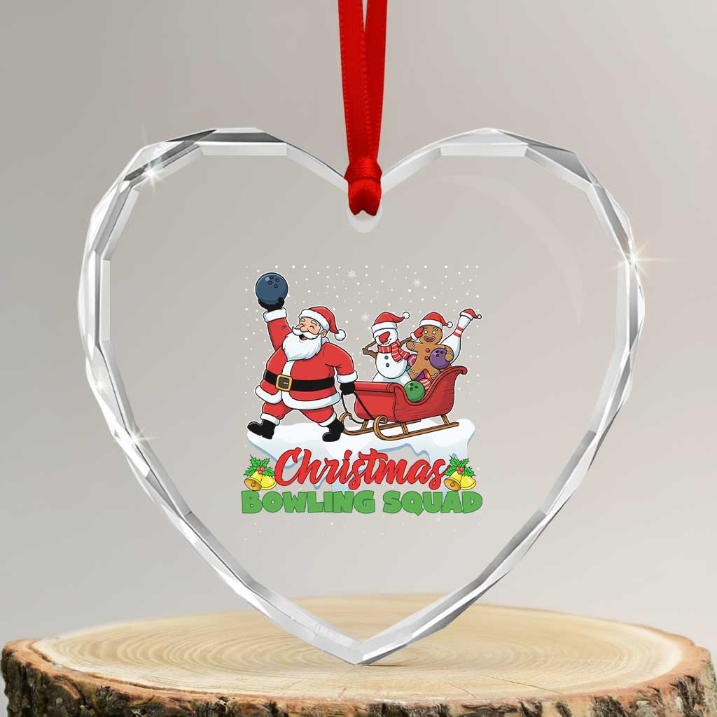 Christmas Bowling Squad Heart Crystal Glass Ornament Funny Holiday Bowler TS12 Transparent Glass 3'' Heart Print Your Wear