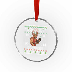 Funny Christmas Workout Gaindeer Crystal Glass Ornament Muscular Reindeer Holiday Gym Humor Wordplay TS02 Print Your Wear