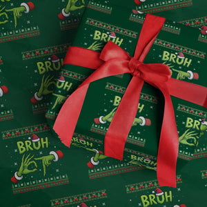 Christmas Bruh 67 Green Hands Meme Wrapping Paper Roll Funny Six Seven Meme Holiday Ugly Sweater TS02 Green Print Your Wear