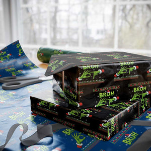 Christmas Bruh 67 Green Hands Meme Wrapping Paper Roll Funny Six Seven Meme Holiday Ugly Sweater TS02 Black Print Your Wear