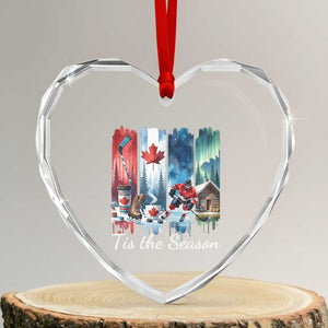 Christmas Canada Ice Hockey Lover Heart Crystal Glass Ornament Tis The Season TS12 Transparent Glass 3'' Heart Print Your Wear