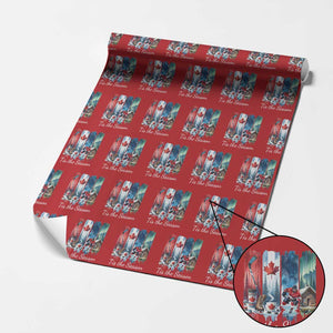 Christmas Canada Ice Hockey Lover Wrapping Paper Roll Tis The Season TS12 Red Print Your Wear