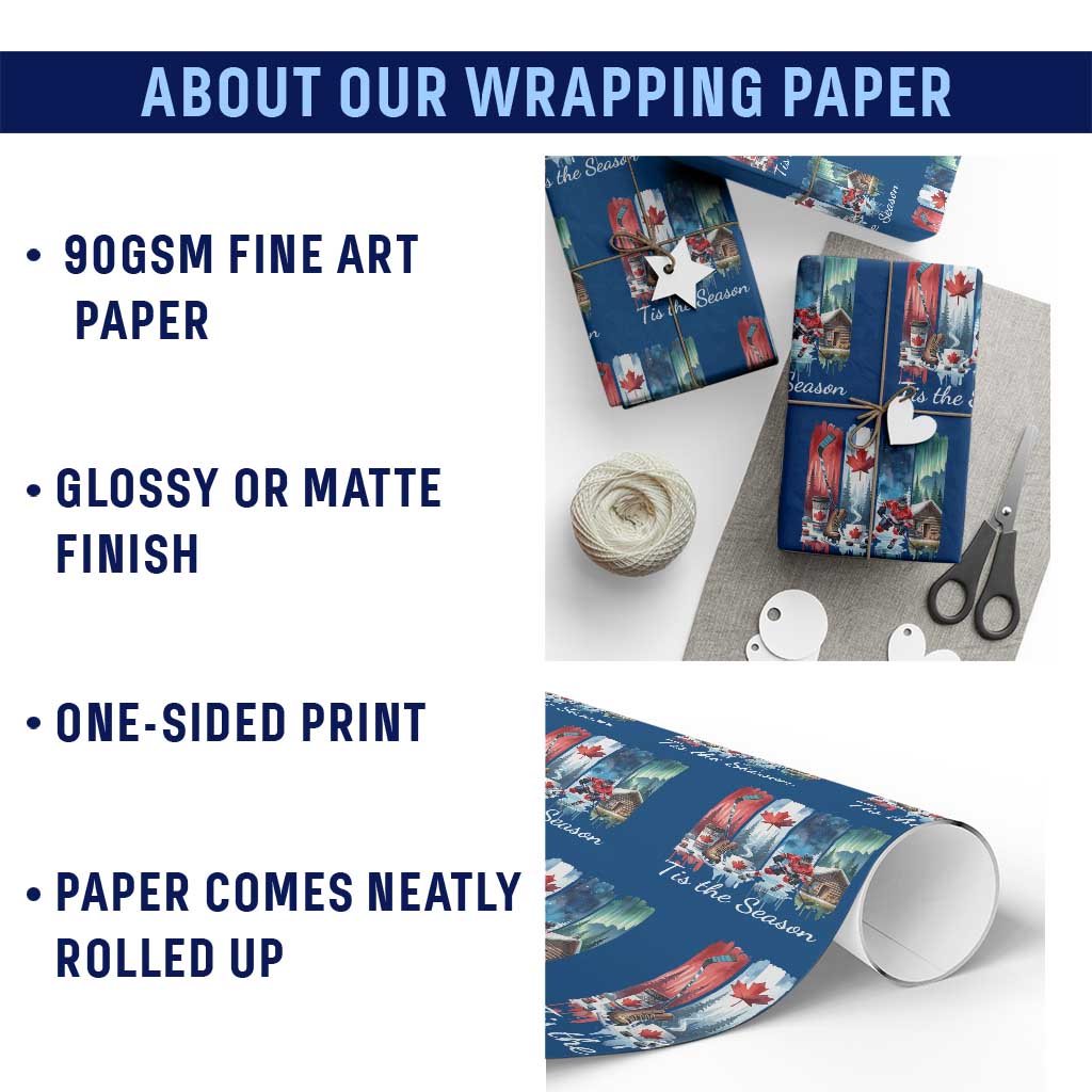 Christmas Canada Ice Hockey Lover Wrapping Paper Roll Tis The Season TS12 Print Your Wear