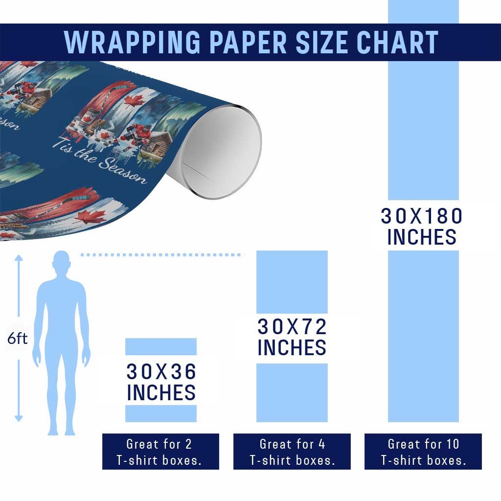 Christmas Canada Ice Hockey Lover Wrapping Paper Roll Tis The Season TS12 Print Your Wear