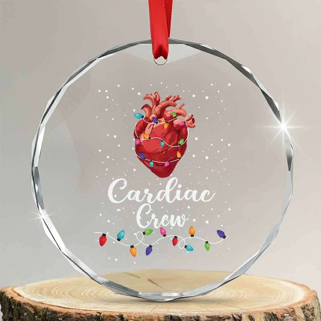 Christmas Cardiac Nurse Crystal Glass Ornament Cardiac Crew Anatomical Anatomy Xmas Heart With Lights TS10 Transparent Glass 3'' Circle Print Your Wear