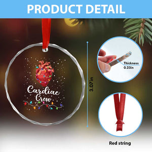 Christmas Cardiac Nurse Crystal Glass Ornament Cardiac Crew Anatomical Anatomy Xmas Heart With Lights - Print Your Wear