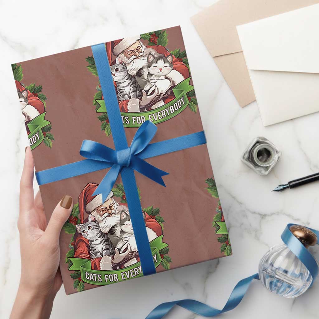 Christmas Cats Owner Wrapping Paper Roll Cats For Everybody Vintage Santa Mistletoe TS11 Mocha Print Your Wear